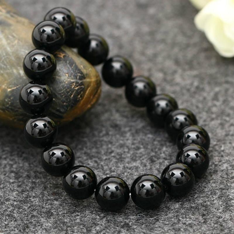 

Beaded, Strands Natural Black Tourmaline Bracelet 6 8 10 12mm Stone Beads Gem Energy Men Yoga Handmade Women Gift