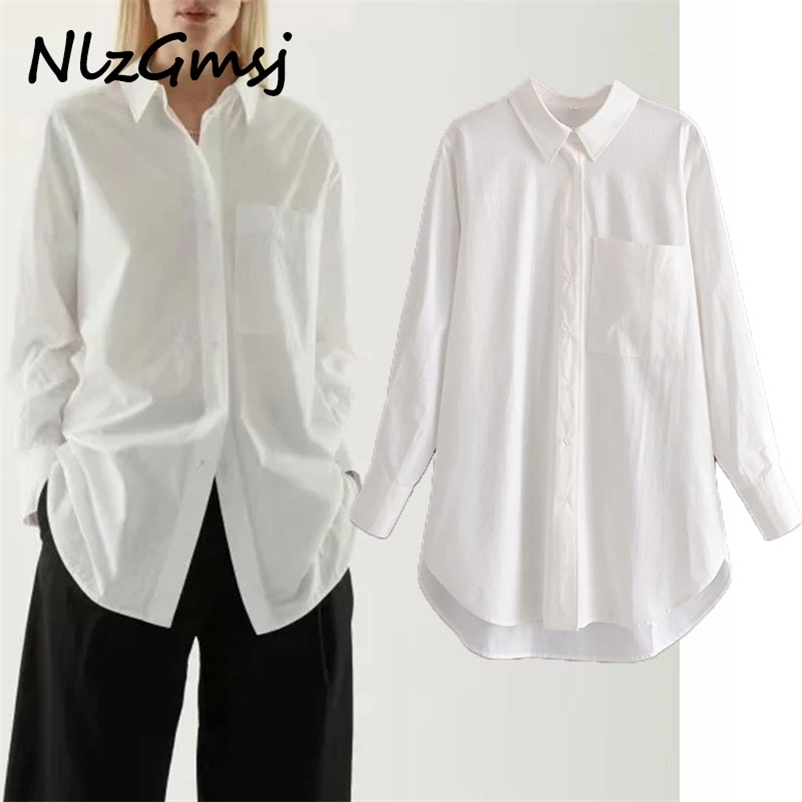 

Blouse Women Solid Oversized Pockets Blouses Vintage Long Sleeve Button-up Female Shirts Blusas Mujer 210628, As picture