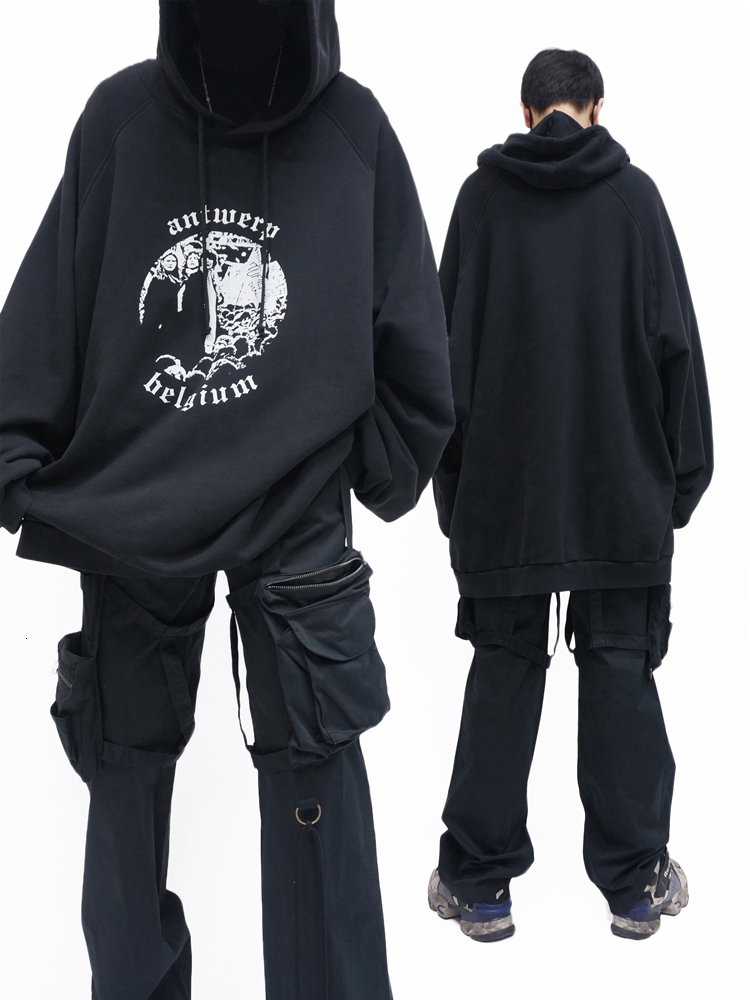 

R AF 02 Red ux 21SS Archive Antwerp OS Loose High Street Fashion Sweatshirt Hoodie, Black