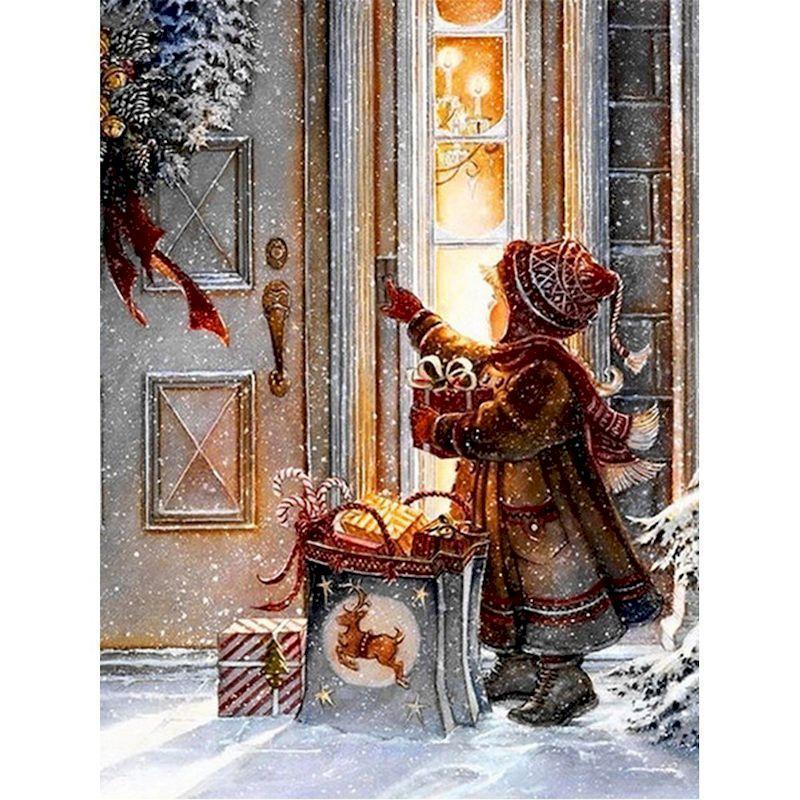 

Paintings Gatyztory Frame Christmas Snow Scene DIY Painting By Numbers Handpainted Oil Gift Canvas Colouring