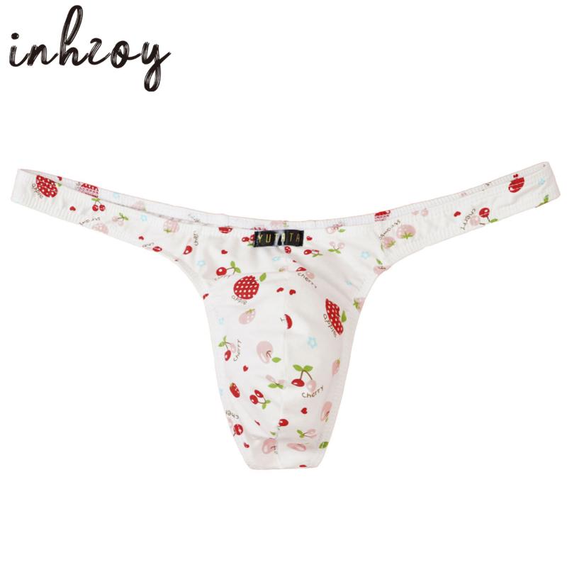 

Underpants Men' Thong Underwear Sexy Cotton Printed G-String Cartoon Print Sissy Swimwear, Giraffe
