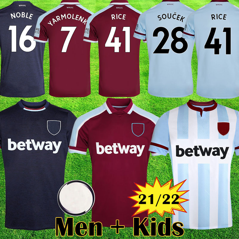 

MEN Kids 21 22 LINGARD West soccer jerseys 2021 2022 RICE HAM WHU FC football shirts kits LANZINI ANTONIO NOBLE UNITED Equipment tops, Kids home