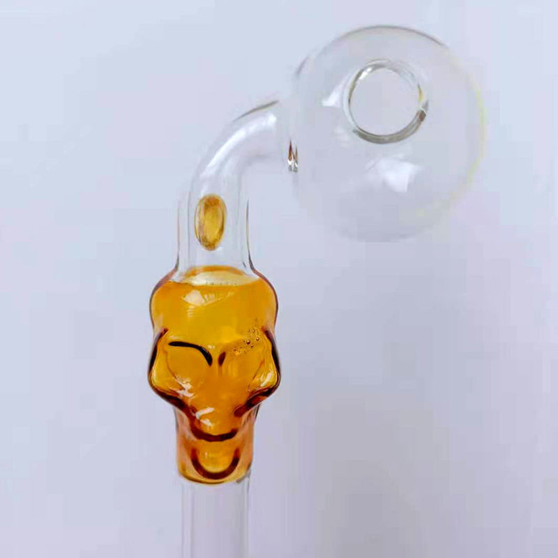 

skull glass smoke pipe tobacco oil burner pipe bent hand tube colors handicraft high borosilicate glass pipes