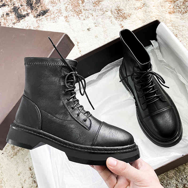 

boots ankle for women fashion platform heels leather shoes trend black boot female designer woman booties wx46