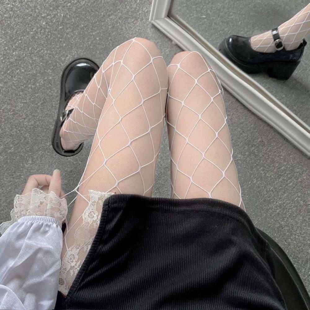 

Cute Tights for Women Girls Student Sister Popular Party Clubwear Hosiery Harajuku Style Transparent Mesh Pantyhose DropShipping, Black-mid net
