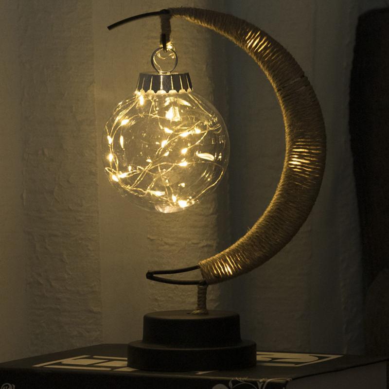 

Table Lamps Creative 3D Night Lamp LED Decorative Light Star Moon Handmade Wrought Iron Lampara Mesa De Noche Decor