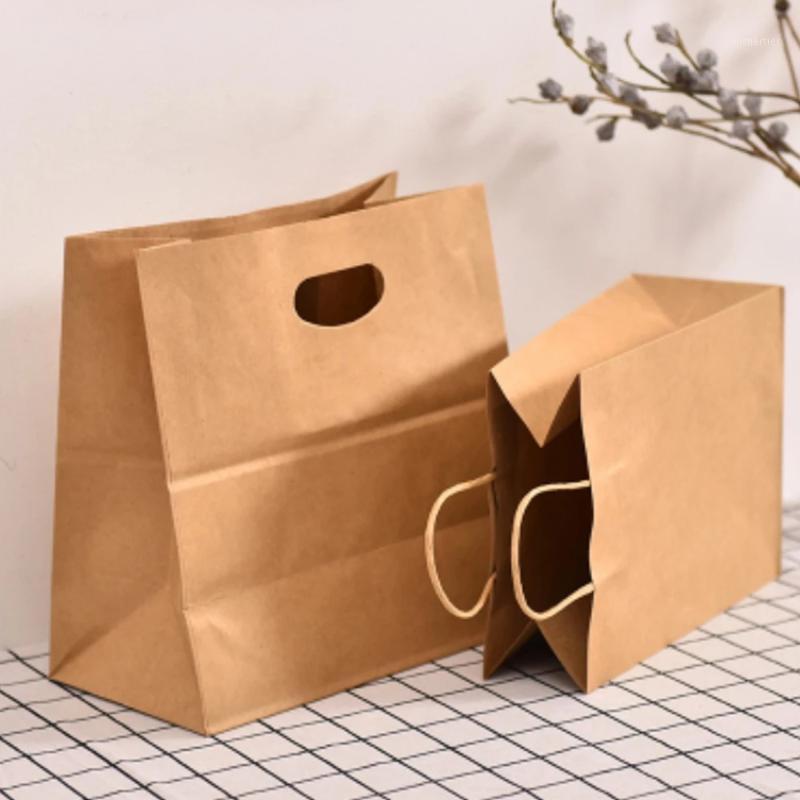 

Gift Wrap Kraft Paper Bags With Twist Handle Packaging Biscuit Candy Food Cookie Bread Baking Store Clothes Packing