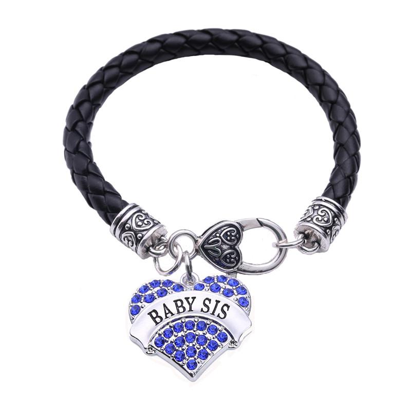 

Charm Bracelets Sell Jewelry Women Heart Bracelet Good Gift For Sister BABY SIS Written Leather Chain Zinc Alloy Provide Drop