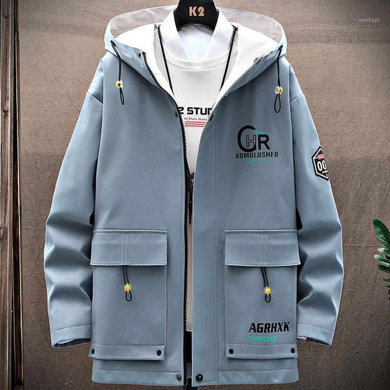 

Men's Jackets 2021 Arrival Autumn Jacket Hooded Casual Streetwear Solid Color Male Fashion Brand Design Windbreaker Size 3XL, Beige