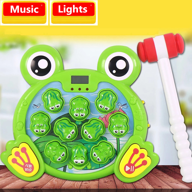 

Funny and Cute Multiplayer Game Parent-child Desktop Game Hit Hamster Game Toy With Music Light Effect Interactive Whack A Frogs, White