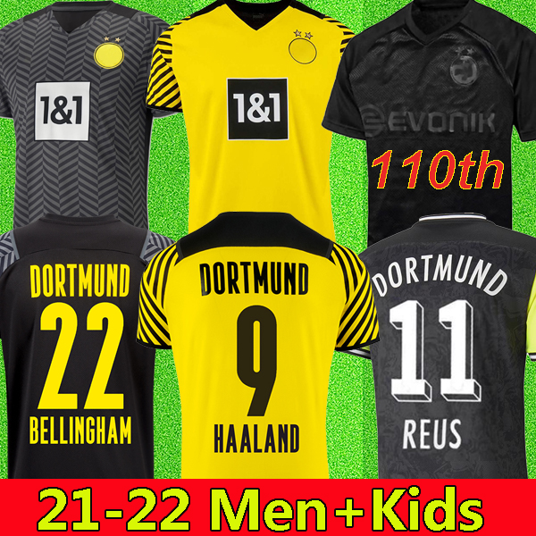 

110th home Limited Edition HAALAND REUS Borussia jerseys 4th dortmund soccer jersey Special 2022 football shirts 21 22 SANCHO BRANDT PLSZCZEK kits men kids, 21/22 away