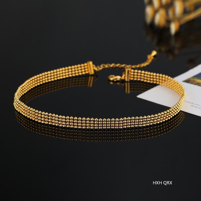 

Chokers Ladies Simple Golden Metal Bead Braided Necklace Women's Fashion Bling Chain Jewelry Accessories