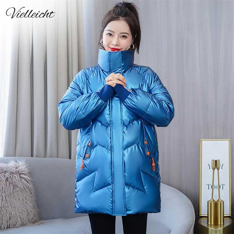 

Vielleicht Long Parkas Fashion Warm Winter Jackets For Women Casual Gloosy Parka Winter Coat Female Padded Outwear 211108, Beige