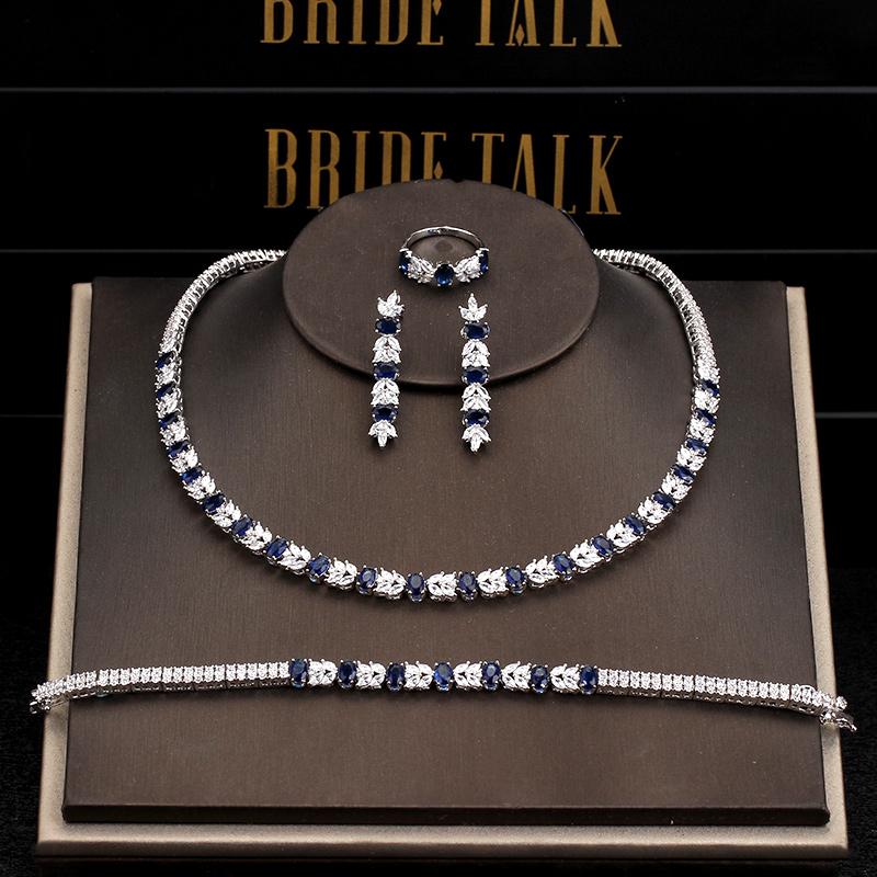 

earrings & necklace tirim dubai bridal zirconia jewelry sets for women party color charm nigeria cz crystal wedding engagement bride accesso, Silver