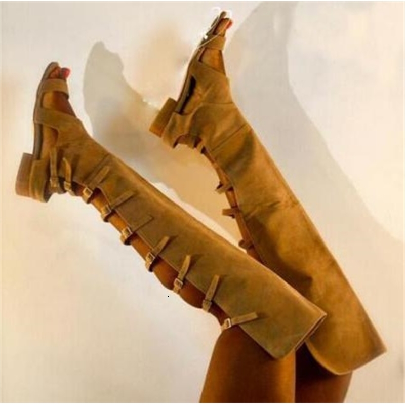 

boots younger summer of brown camurole on knee open finger courage buckle gladiator sandalya clippings flat for woman 10lv, Black