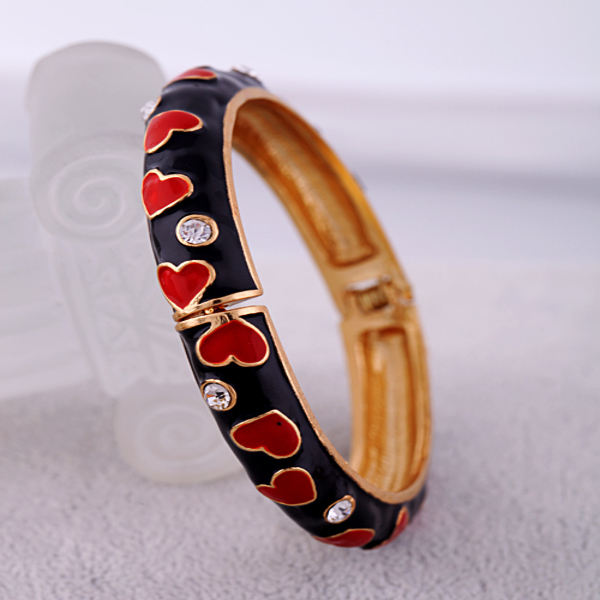

Crystal Red Heart Enamel Bangle Female Classic Online Shopping India Cheap Vintage Bangle Wholesale Q0719