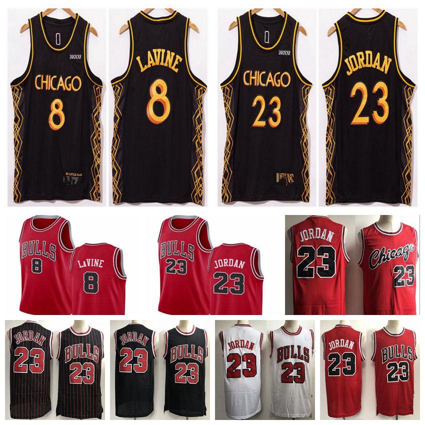 

Chicago Bulls Mens Michael 23 MJ Jersey 8 LaVine 2020/21 Swingman City College Stitched Basketball Jerseys, Black;red