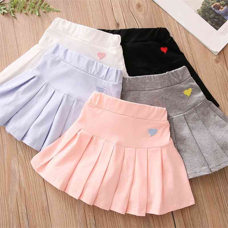 

Summer Fashion 3 4 6 8 9 10 12 Years Cotton School Children Clothing Dance Training For Lovey Baby Girls Skirt With Shorts 210701, White