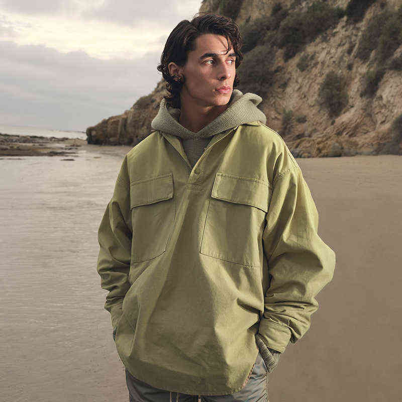 

Fashion 2021s Brand 7th Season High Street Canvas Work Shirt Men' and Women' Large Top, Khaki