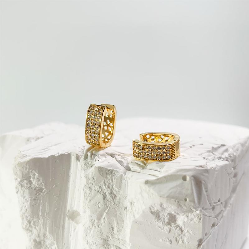 

Hoop & Huggie Peri'sBox Rectangle CZ Earrings For Women Flower Hollow Sparkly Pave Hoops Cute Wedding Micro Inlay Zircon