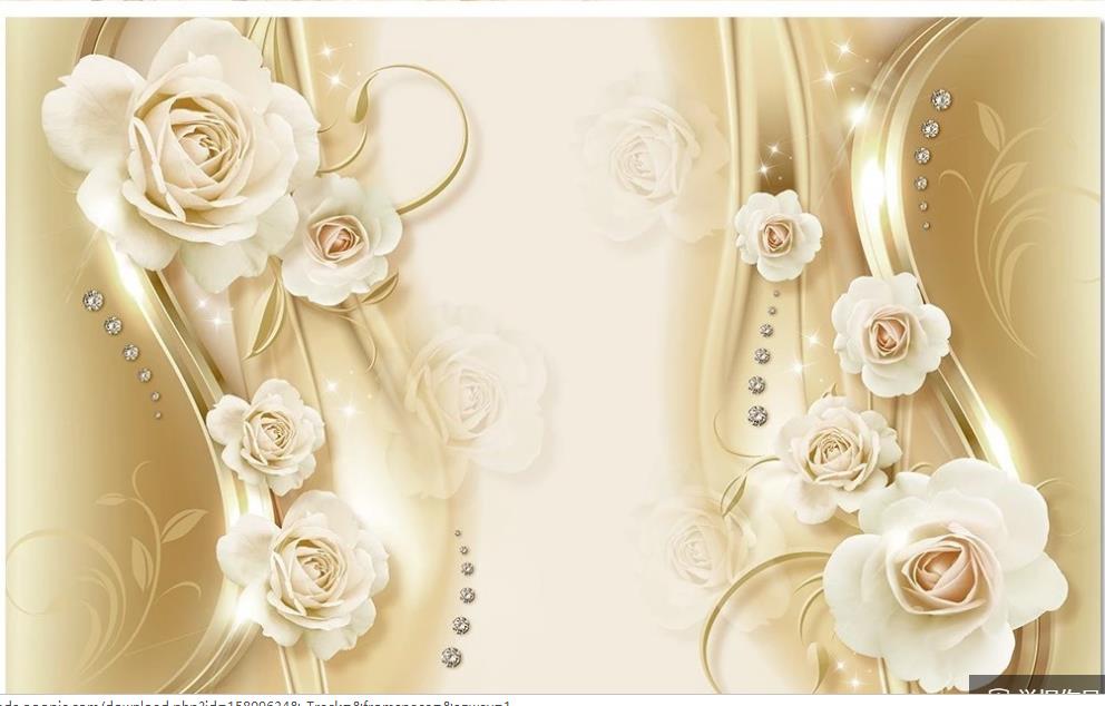 European pattern golden rose flower wallpapers 3d TV background wall murals wallpaper for living room-image-735255615