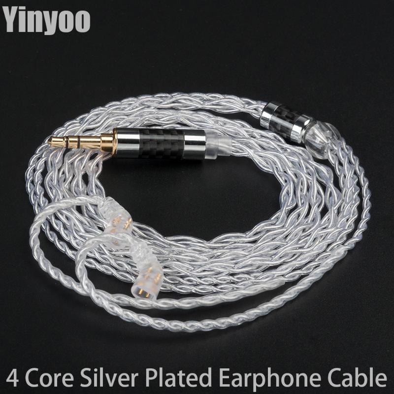 

Headphones & Earphones AK Yinyoo 4 Core Silver Plated Earphone Cable 2.5/3.5/4.4mm Balanced With 2 Pin For BLON BL-03 BL 03 BL-05 05