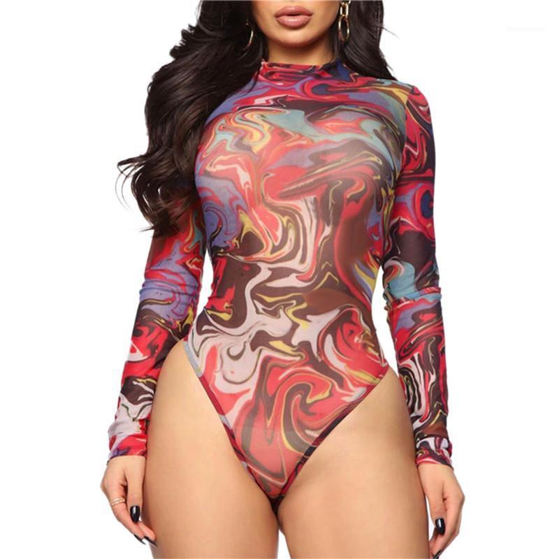 

Women' Jumpsuits & Rompers Women Girls Sexy Long Sleeve Round Neck Print Jumpsuit Fashion For Ladies Sleeves Bodysuits, Multi