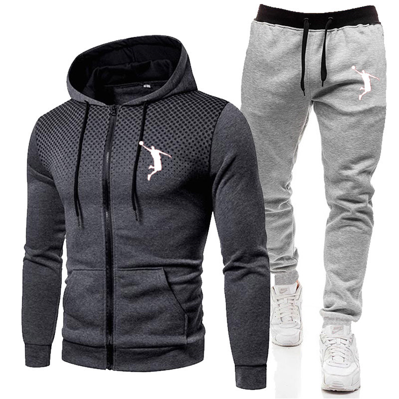 

2021 New Zipper Hoodie Suit Spring And Autumn Fashion Printed Men' Trousers Sports Suit Thank You Track Suit Jogging, Red