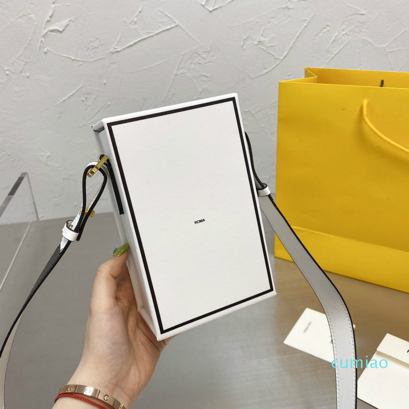 

2021 fashion chain box bag versatile one shoulder slant across trend women's bags white color