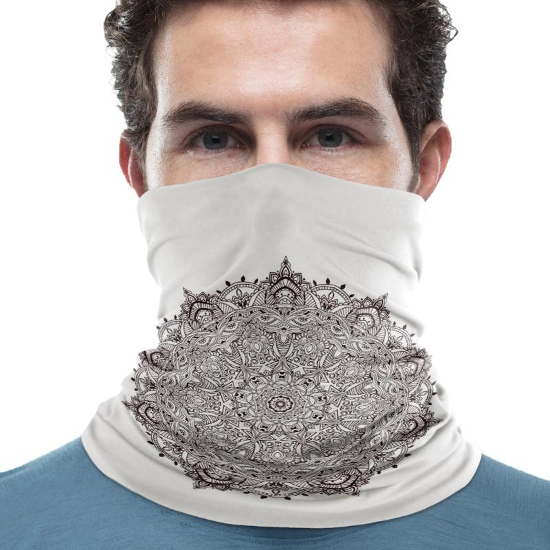 

Scarves Flowers Mandala Black And White Pattern Neck Gaiter Magic Scarf Mens Ladies Rectangular Hijab Custom