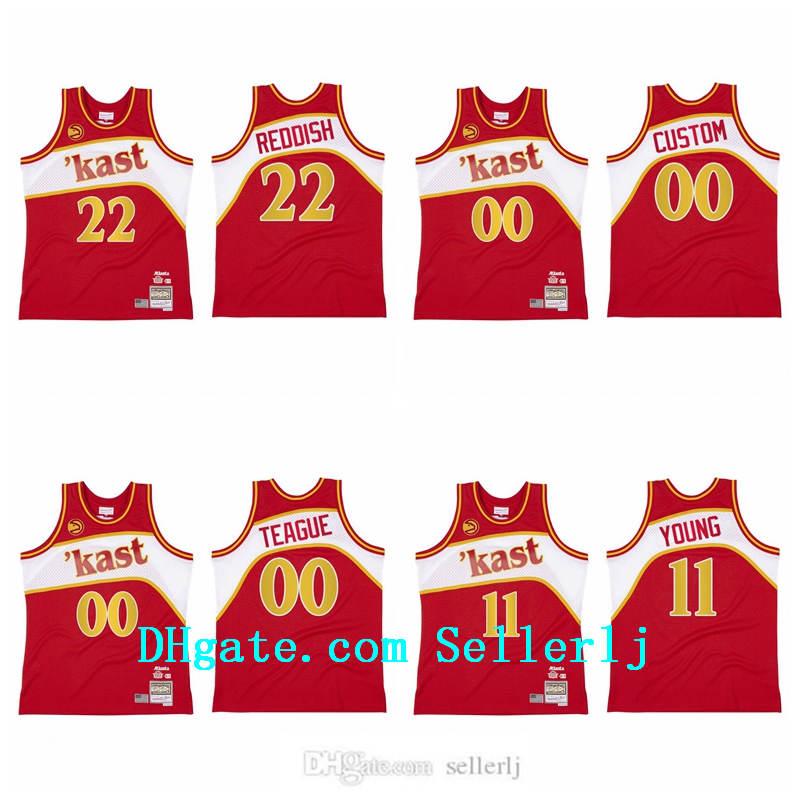 

S-6XL Men Cam Reddish 11 Young Atlanta Hawks NBA 2020-21 BR Remix Kast Red Jersey, Black;red