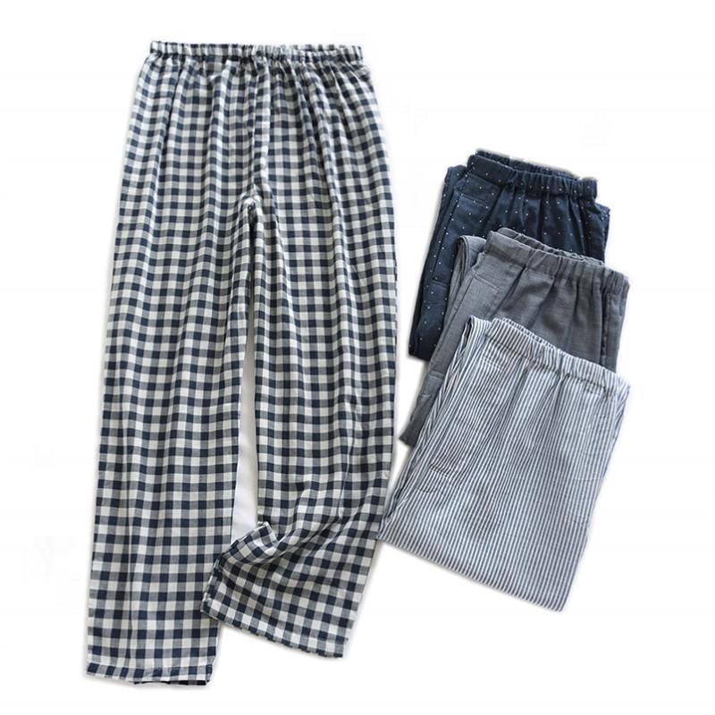

Men's Sleepwear Spring Autumn Men 100% Cotton Yarn Sleep Bottoms Male Plus Size Nighty Trousers Casual Plaid Pajama Pants Gus Home, Black;brown