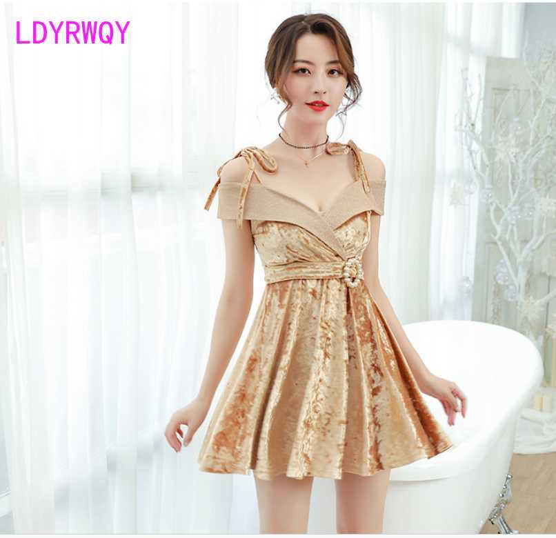 

Nightside velvet dress kids sexy slim-trimmed nightclub women's sling low-chested summer 210603, Black