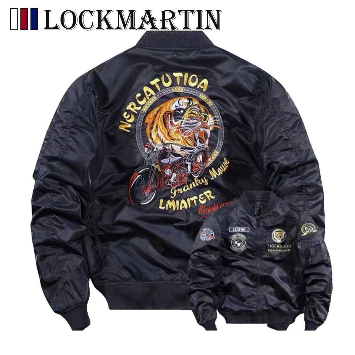 

Ma1 American Air Pilot Autumn and Winter Jacket Men's Baseball Locomotive Jacket Cotton Spring Thick Coat, Fighter black