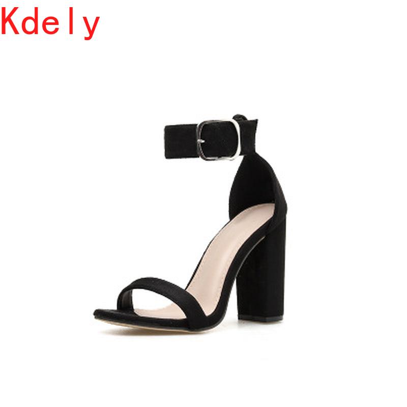 

Summer High Heels Women Gladiator Sandals Thick Office Ankle Buckle Strap Fashion Casual Ladies Shoes, Black