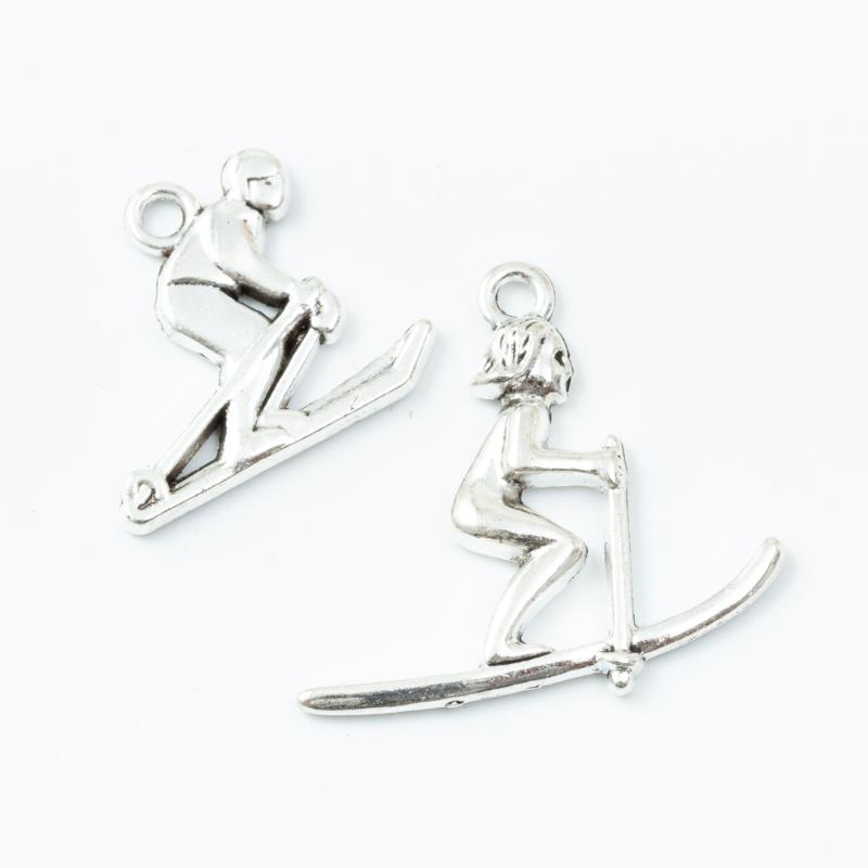 

Charms 25/50/60 Pieces Of Retro Metal Zinc Alloy Ski Pendant For DIY Handmade Jewelry Necklace Making 6794-6796, Bronze;silver