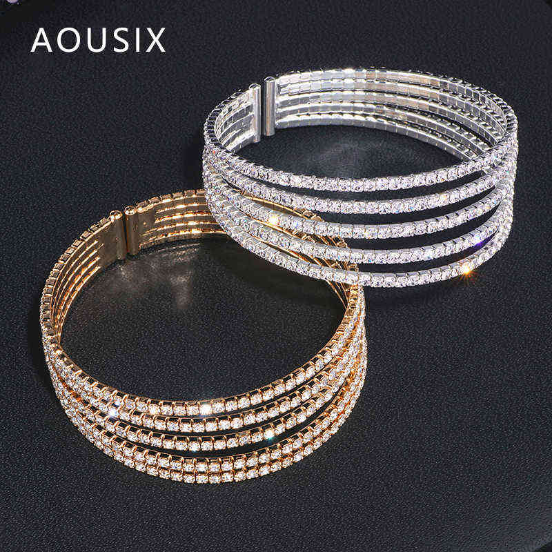 

Elegant Bangles Rhinestone Bangle Bracelet Gold Silver Plated Crystal Wedding Bridal Jewelry for Women