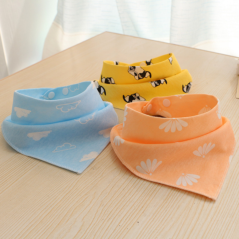

New saliva baby triangle pure cotton newborn double button children's scarf Bib