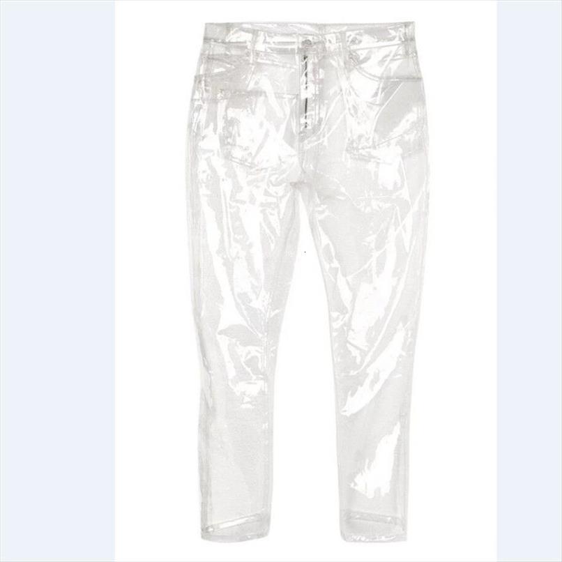 

transparency pvc trousers women pants high waist long loose casual, Black;white