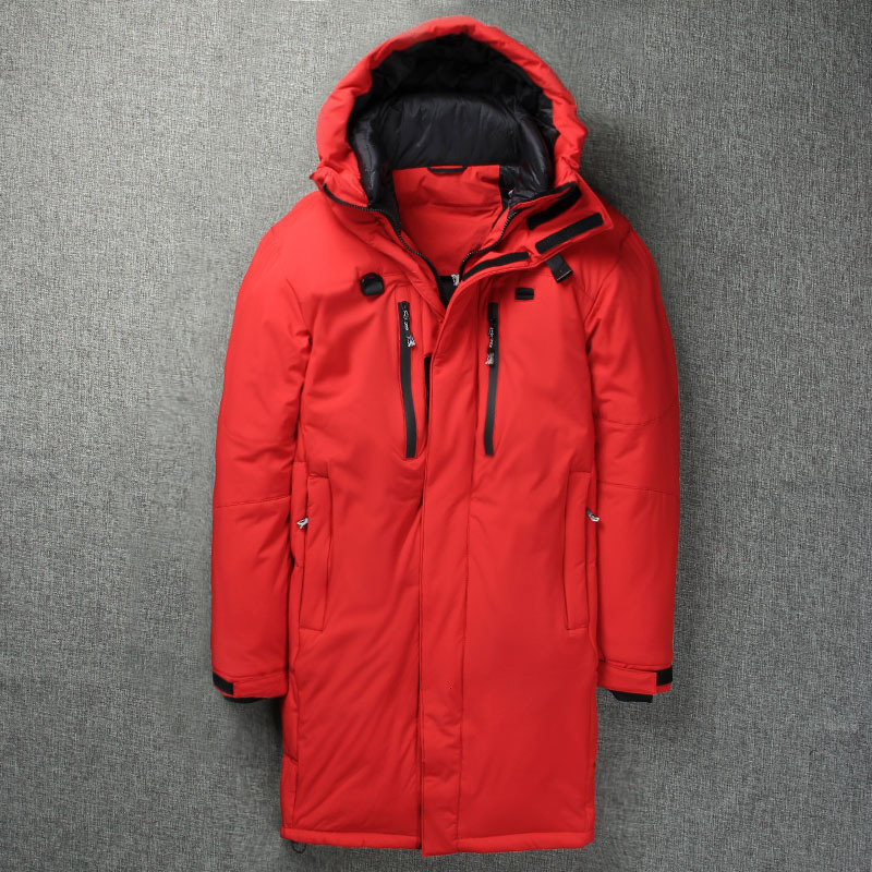 

Winter Long Duck Outdoor skiing Thick Men's Down Jacket Warm Windbreaker X-Long Coat for Men, Black