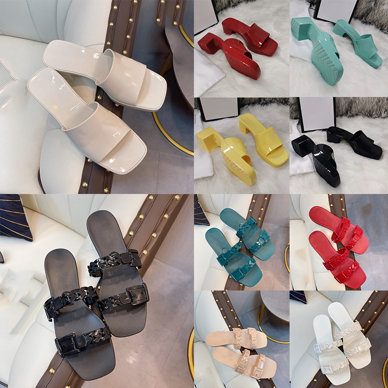 

luxury Sandals Designer woman slipper Top quality summer fashion jelly slides high heel slippers Italy Casual Womens Leather Alphabet outdoor beach shoes 35-41