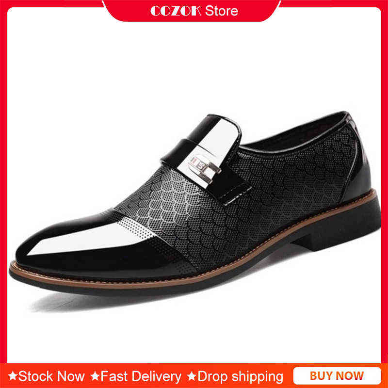 

Fashion Men's Shoes Business Oxfords Designer Male Daily Shoes PU Leather Man Shoes H1125, Black pu leather