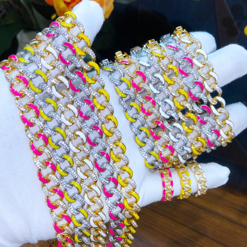 

Earrings & Necklace GODKI Brand Original Luxury Shiny Chains Bracelets Jewelry For Men's Women's Couples Holiday Gift Colored Whetstone, Silver