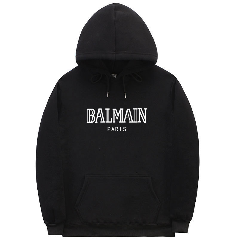 

Fashion casual balman letter Hooded Sweater men's and women's Fleece Hoodie Sweatshirt Jacket LA5E, Black