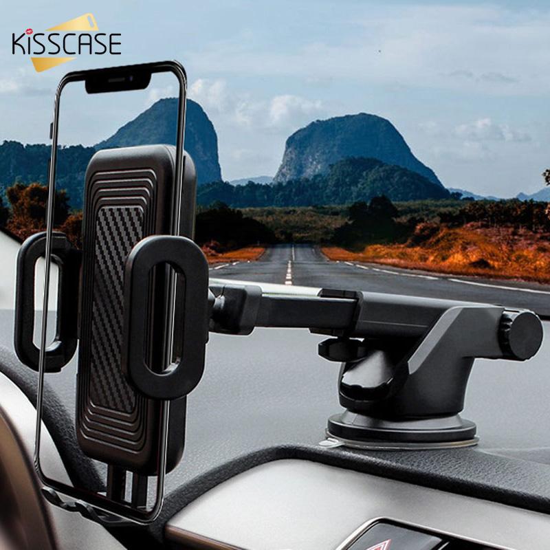 

Cell Phone Mounts & Holders KISSCASE Car Holder Carbon Fiber Stretchable Stand For Windshield Dashboard Sucker Air Vent Outle