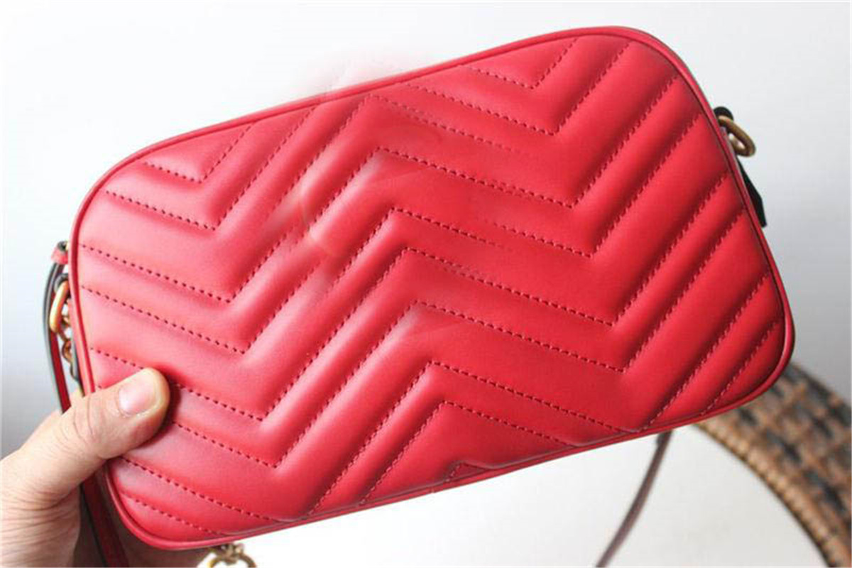 

Luxury Marmont Quilted Small Shoulder Bag Leather Red Size:24x12x7cm