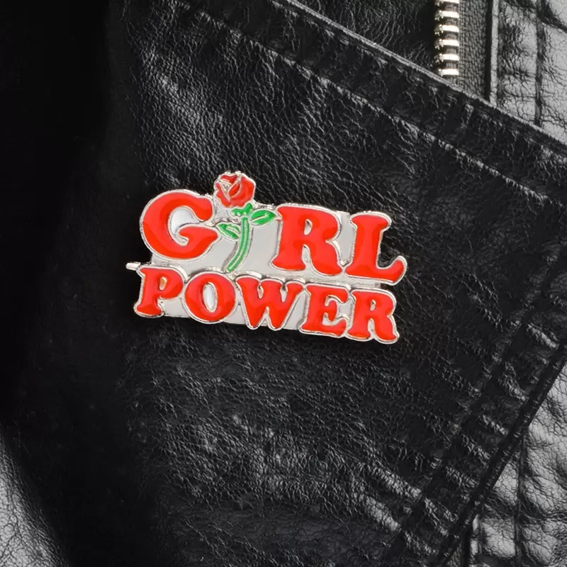 

Female power special cartoon brooch creative lapel denim enamel badge gift homemade red girl power pins