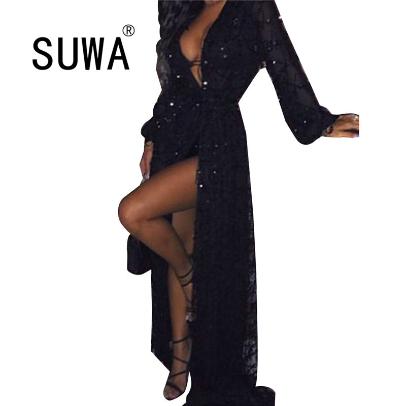 

Product Fashion Classic Black Madi Evening Dress For Women Deep V Neck Long Sleeve Robe Sexy Clubwear 210525