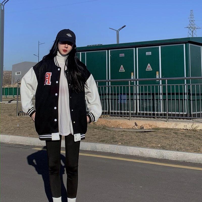

Women's Jackets Style Coat For Women Spring And Autumn 2021 Loose Korean Early Jacket Baseball, Black