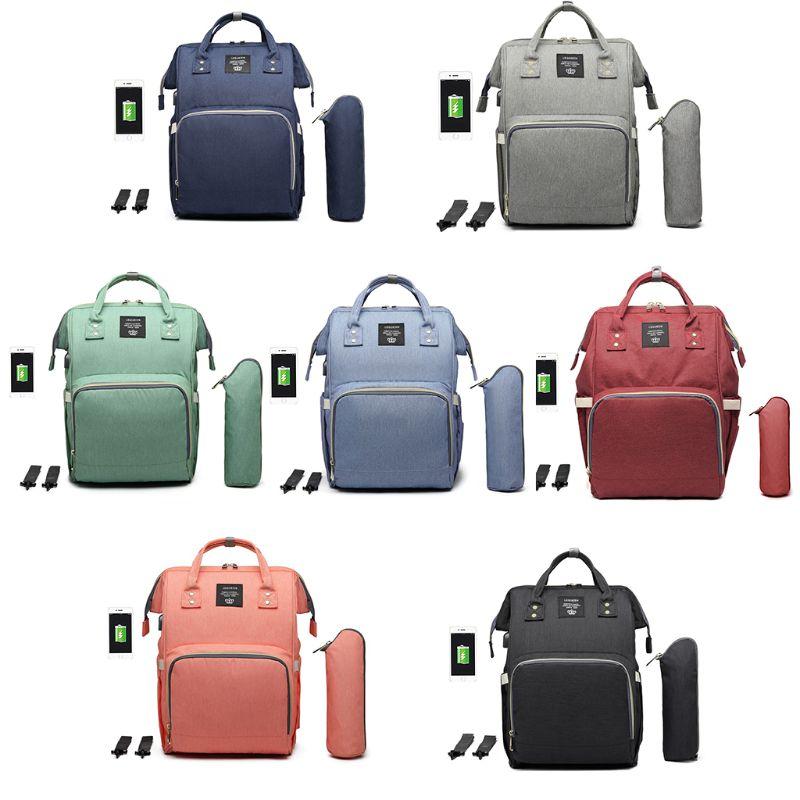 

Backpack Nappy Bag Mummy Large Capacity Mom Baby Multi-function Waterproof Outdoor Travel Diaper Bags With USB Charging For K5DA